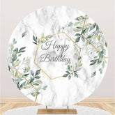Lofaris Green Leaves With Grey Circle Birthday Party Backdrop